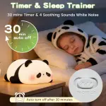Adorable Lying Panda Night Light – Squishy Rechargeable Silicone Lamp with Timer & White Noise for Kids & Nursery